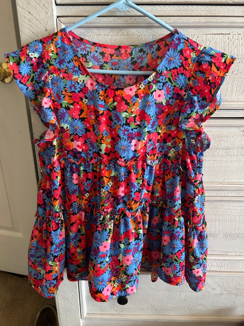 Bright Floral Tiered Babydoll Top - Multicolor